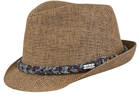 CHILLOUTS Labasa Hat Sommerhut - Sonnenhut Herren Trilby, Hut Herren Sommer Verstellbar, Panama Hut Atmungsaktiv, S-M, Navy/braun