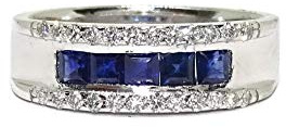 Never Say Never - Anello in oro bianco 18 k con diamanti da 0,15 ct e 0,78 ct di zaffiri