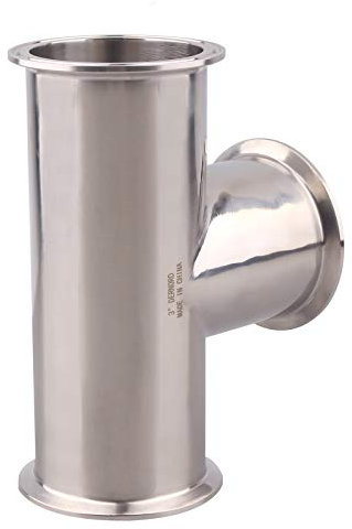 DERNORD Clamp Tee 3 Way Stainless Steel 304 Sanitary Fitting Fits 3 Ferrule Tri-clamp (Pipe OD 91mm)