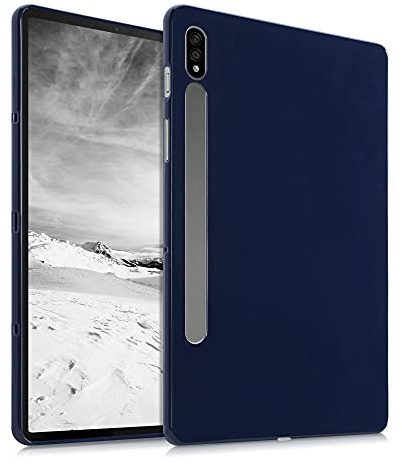 kwmobile Schutzhülle kompatibel mit Samsung Galaxy Tab S10/S9FE/S9/S8/S7 - Hülle Silikon - Tablet Cover Case Dunkelblau