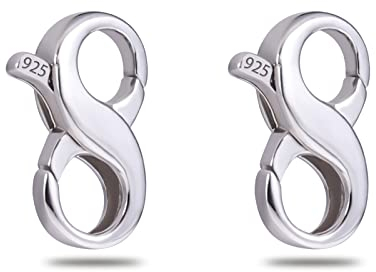 KINBOM 2 Stück Karabinerverschluss, Schmuckverschluss Karabinerverschluss Schmuck mit Doppelter Öffnung Halskettenverschlüsse 925er Sterlingsilber Zubehör zur Schmuckherstellung (12,5 x 6 mm)