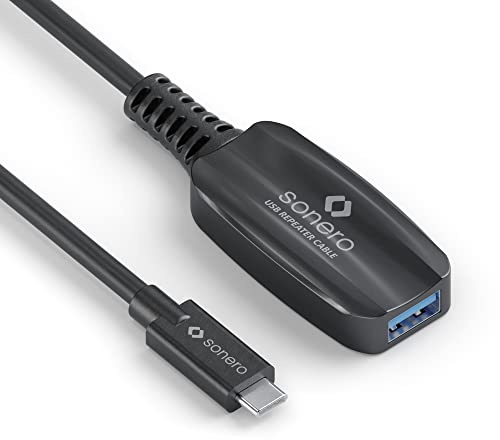 Sonero USB 3.2 Aktiv-Verlängerung USB-C auf USB-A 5 Gbit/s 5 m schwarz | USB-C Stecker auf USB-C Buchse für Drucker, Webcams, VR-Geräte, Festplatten, Konsolen und weitere USB-C Geräte.