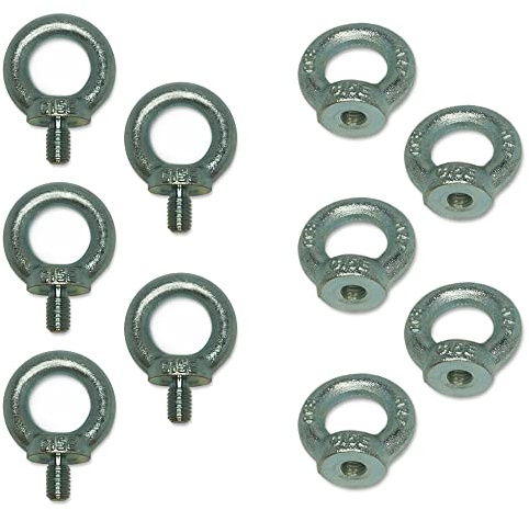 5 Stück - Ringschraube DIN 580 / Ringmutter DIN 582 - Augenschraube Schrauböse (M12, Ringmutter - DIN 582)