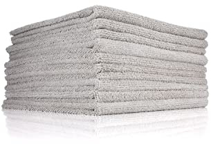 The Rag Company Randlose 300 Mikrofaser-Handtücher, perfekt zum Entfernen von Polituren, Dichtstoffen und Glasuren; ideal für Innenreinigung und schmutzige Arbeiten; 300 g/m², 40,6 x 40,6 cm, Eisgrau