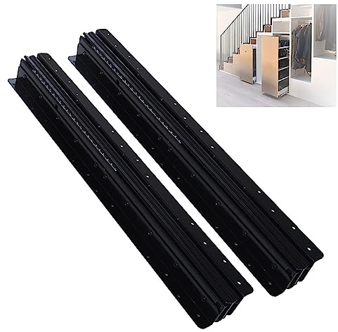 Vollauszug Schwerlastauszug 120 kg, 1 Paar Teleskopschienen Bodenmontage, 400 600 800 1000 mm, Kugellager, Schubladenschienen, Auszugsschienen (Color : Negro, Size : 100-225cm/40-88in)