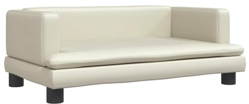 vidaXL Hundebett, Hundekissen mit weicher Polsterung, Hundesofa Hundecouch für kleine Hunde Haustiere, Haustierbett Katzenbett, Creme Kunstleder
