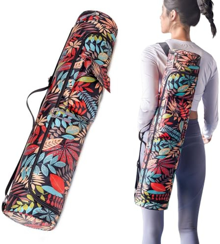 Oaygat Borsa per tappetino da yoga con tasche, portatile, per esercizi, tappetino da yoga, borsa da trasporto per tappetino da yoga, borsa a tracolla con tasca per bottiglia, scomparto bagnato, borsa