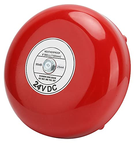 Fire Alarm Bell, 6 Inches Stainless Steel Internal Strike Type Electric Bell 100db for Fire Alarm, Emergency Evacuation, School, Station (24V)