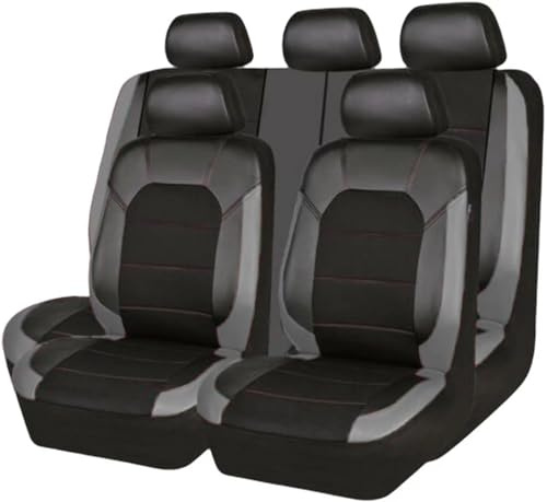 TAKENE 9PCS Car Seat Cover Set for Vauxhall Astra K 2015-2018 2019 2020 2021, All Season Breathable Non-Slip Waterproof Leather Seat Protector Protectors,2 GREY
