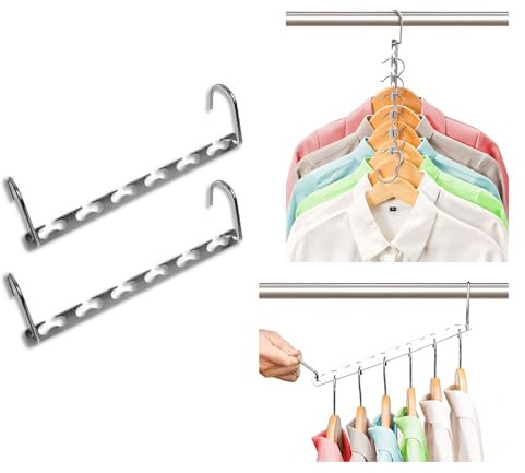 Dwarf MC Set da 2 Grucce Salvaspazio per Armadio in Metallo con 6 Slot - Appendiabiti Multifunzione