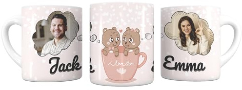 lepni.me Taza Personalizada con Su Propio Nombre, Foto Texto o Inicial | Taza de Cerámica para Café té Regalo de Cumpleaños con Corazón