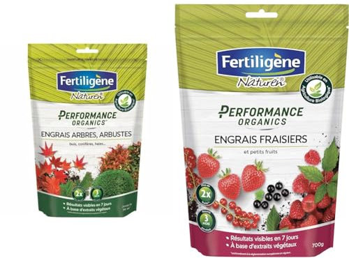FERTILIGENE NATUREN POEARB7 - Engrais Granulés Performance Organics Arbres, Arbustes, Buis & NATUREN POEFR7 - Engrais Granulés Performance Organics Fraisiers, Petits Fruits UAB 700 g