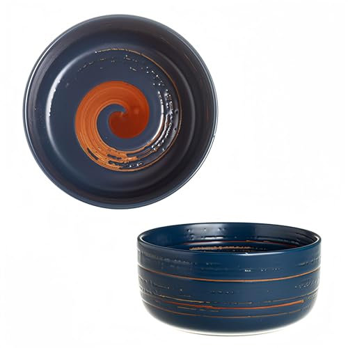Dowbom Bunte Ramenschalen aus Keramik, 2er-Set, 15,2 cm, Porzellan-Suppenschalen, ofenfest, kleine Mikrowellen-Reisschalen (Blau, 800 ml)
