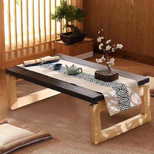 YUZDNM Moderner Niedriger Couchtisch Aus Massivholz - Klappbarer Bodensitztisch, Japanischer Niedriger Tisch Zum Sitzen Auf Dem Boden, Teetisch, Kleiner Teetisch Am Fenster, Tatami-Tisch(120x50x30cm)