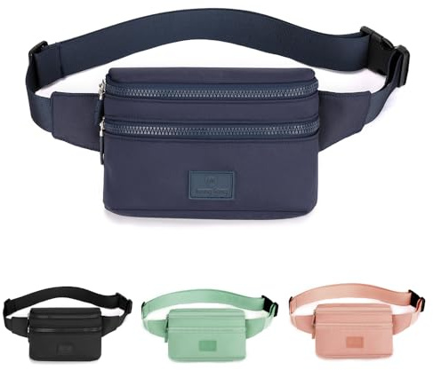 Bauchtasche für Damen, modische Bauchtasche mit verstellbarem Gürtel für Sport, Wandern, Mädchen und Frauen, blau, L