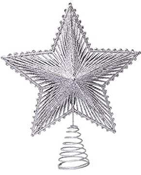 Weihnachtsbaum-Ornament, hohl, gestreift, zum Aufhängen, glitzernder Stern