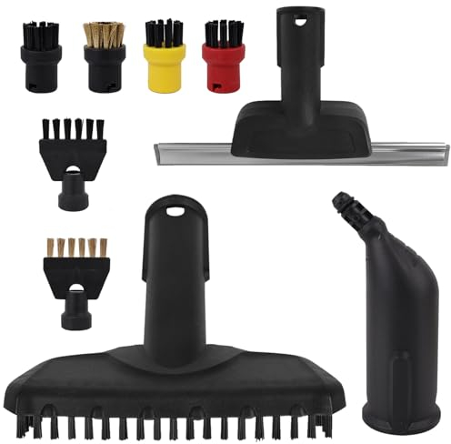 9 Pièces Accessoire pour Karcher Nettoyeur Vapeur, Rondes Brosses, Grattoir à Vapeur, Brosse à Buse, Buse, Brosses Plates, pour Karcher SC1 SC2 SC3 SC4 SC5