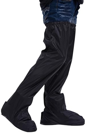 FakeFace Pantalon de Pluie Imperméable Noir Guêtres Longs de Cyclisme en Oxford Couvre Chaussures de Randonnée, Etanche Réglable pour Pluvieux Vélo Moto Randonnée Escalade, Randonnée Unisexe