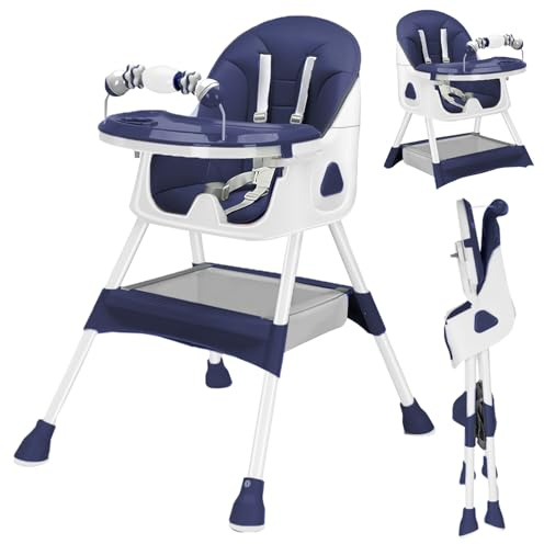 UBRAVOO 3-in-1 Babyhochstuhl, Kinderstuhl Klappbar Baby Hochstuhl ab 6 Monate, Umwandelbarer Ess- und Spielhochstuhl mit Doppellagigem Essteller und Spielzeugregal