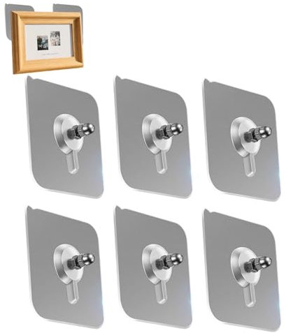 6 Stück Klebenagel,Klebenagel für Bilderrahmen,Bilder Aufhängen Ohne Bohren,Transparent Klebehaken Bilder,Bildaufhänger Selbstklebend,Bilderhaken Selbstklebend,Klebenägel für Bilderwand Poster Fotos