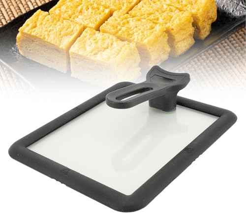 Tamagoyaki Pfannendeckel, 5.9 x 7.1in Rechteckiger Glaspfannendeckel, Verdickter Deckel aus Gehärtetem Glas mit Silikonrand Eierpfannenabdeckung für Omelettpfannen, Eckige Pfanne