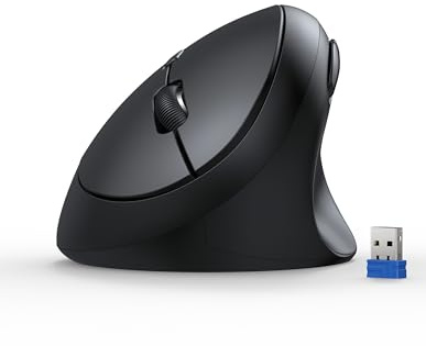 TECKNET Ergonomic Mouse, 4800 DPI 5 Adjustable DPI Levels, Wireless Vertical Mouse, 6 Buttons, 2.4G Silent Mouse for Laptop, PC, Chromebook, Mac - Black
