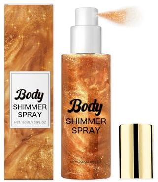 Body Shimmer, Spray Éclat Bronzé À Paillettes Huile Éclaircissante Hydratante pour Corps et Visage pour Festivals, Vacances, Concerts et Événements (A)