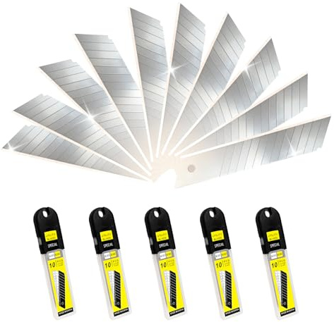 25mm Utility Knife Blades, SK5 Steel Snap Off Blades with 13 Segments, Replacement Box Cutter Blades for Heavy Duty Cutting, Compatible with Standard Utility Knives