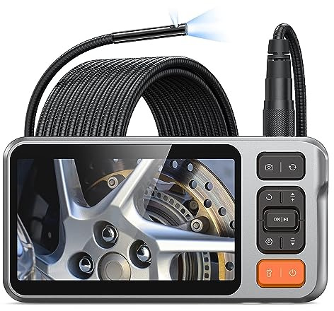 Fotocamera For Endoscopio Frontale Da 5 MP/Laterale 2 MP Schermo IPS Pollici Boroscopio IP67 Telecamere Endoscopiche Automobilistiche Precisione Chiara(5m)