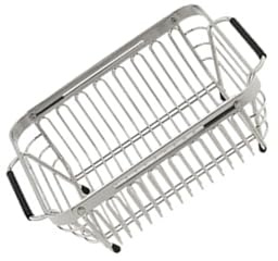 Qsvbeeqj Canasta escurridora plegable de acero inoxidable ajustable para fregadero de cocina, ahorro de espacio, escurridor de platos expandible a prueba de óxido
