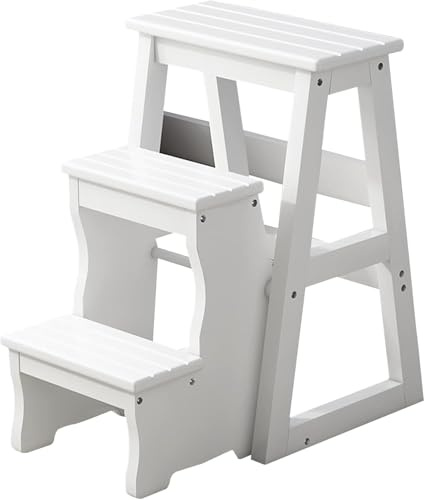 Tabouret pliable en bois à 3 marches - Escabeau portable et banc à langer à chaussures, chaise polyvalente pour adultes, maison, bureau et cuisine (couleur : B)