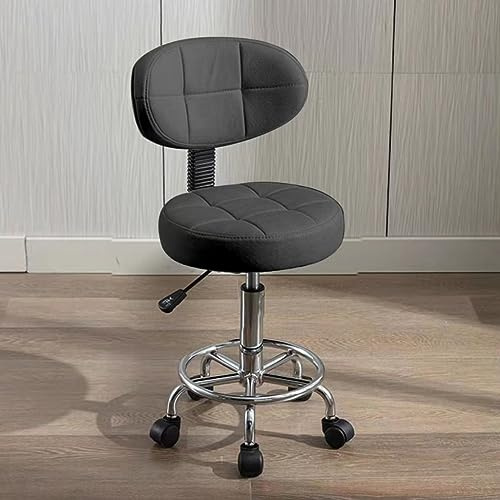 HDHNBA Silla de Oficina Moderna - Taburete Rodante con Respaldo Bajo y Altura Ajustable - Silla de Trabajo Giratoria con Reposapiés para Oficina,Hogar,Salón o Dibujo(Negro,Paquete de 1)