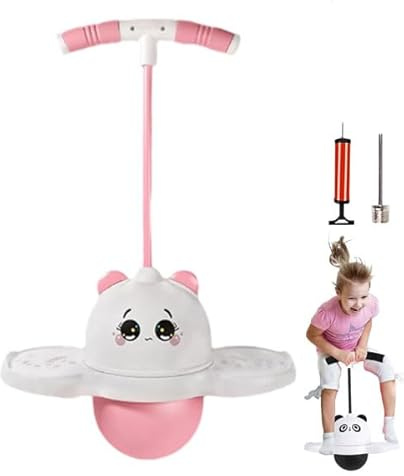Pogoball – Bouncing Balance Training Toy, Hüpfspielzeug Outdoor, Hüpfball mit Griffen, Pogo-Jumper Pogo Stick Türsteher, PVC-Ballboard, Pogo-Sprungball für Kinder und Erwachsene (Rosa, NO Licht)