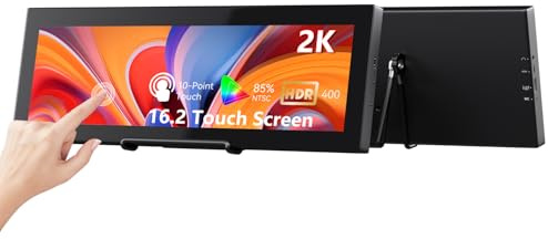 Prechen 16.2'' 2K Monitor Touchscreen Secondary, QHD IPS 2608×720 IPS