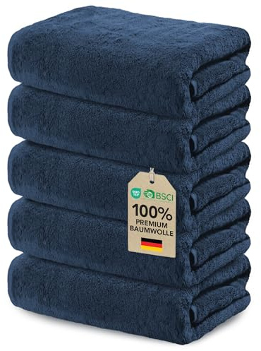 Ôhm Seiftücher 30x30 cm Baumwolle Marineblau 5er-Set | Weiche Textur trocknet das Gesicht schonend, ohne zu reizen – ideal nach dem Abschminken oder zur Gesichtspflege