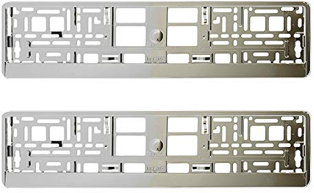 2 x Super Efecto Cromado Soporte de matrícula, marco para todos los coches ABS PC plástico