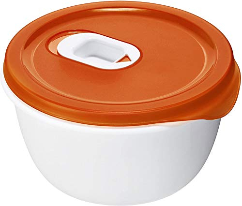 Rotho Micro Clever Vaschetta per Microonde da 0.85 L con Coperchio e Valvola, Plastica (PP) senza BPA, Rosso/Bianco, 16.0 x 16.0 x 8.5 cm