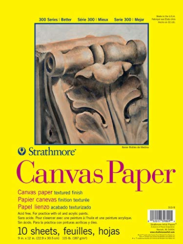 Strathmore 300 Series Canvas Paper Pad, Glue Bound, 22,9 x 30,5 cm, 10 Blatt (115lb/187g) – Künstlerpapier für Erwachsene und Studenten – Acryl- und Ölfarben