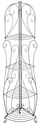 CLP Scaffale Angolare Irma in Metallo I Angoliera 4 Ripiani I Scaffale Angolare da Parete Bagno O Cucina Richiudibile, Colore:Bronzo