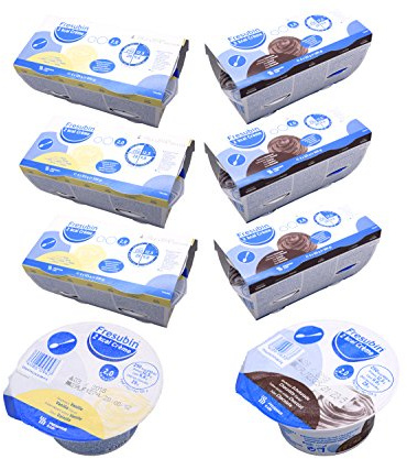 Fresubin 2 kcal Creme Schokolade + Vanille 2 Sorten Mischkarton insgesamt 24 x 125g (3x Schokolade 4x125g und 3x Vanille 4x125g) - Im ConsuMed Produktbundle inkl. Produktplakat