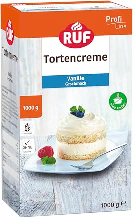 RUF Tortencreme Vanille nur Milch hinzufügen, für eine luftig lockere Füllung, zur Garnitur von Biskuit und Cupcake, vielseitig einsetzbar, Großpackung, 1x1000g