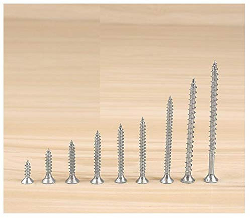 Tornillos de madera autorroscantes, clavos cruzados endurecidos de alta resistencia con cabeza avellanada, cabeza plana, clavos de fibra de zinc, zinc blanco-M5 * 16 mm (aproximadamente 500 piezas)