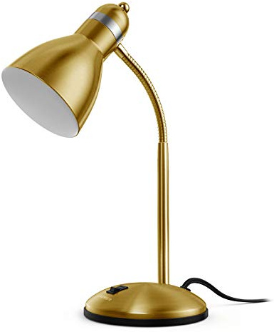LEPOWER Lampe de bureau en métal, lampe de table réglable en col de cygne, lampes de bureau d'étude pour chambre à coucher, salle d'étude et bureau (doré)