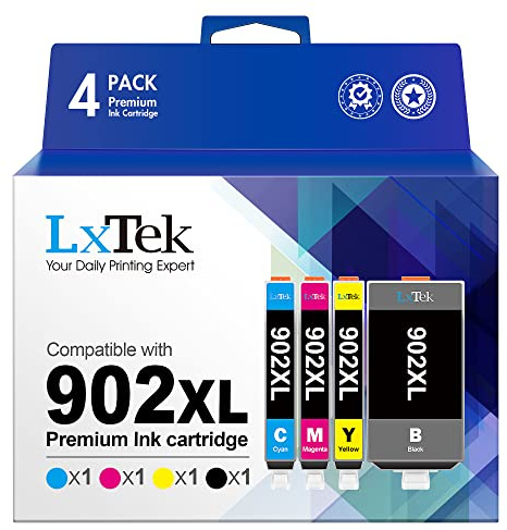 LxTek 902XL Ink Cartridges for HP Printers Compatible Replacement for HP 902XL Ink Cartridges Combo Pack for HP 902 Ink Cartridges Use with Officejet 6978 6968 6962 6958 Printer (4 Pack)