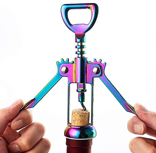 XHJL Flasche Korkenzieher 2 In1 Doppel Winged Bier Und Wein Dosenöffner Multifunktionale Kork Remover-Ergonomische-Küche Zubehör (Regenbogen)