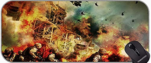 YENDOSTEEN Grande tappetino per mouse da gioco, pistole per mouse di guerra armi con bordi cuciti
