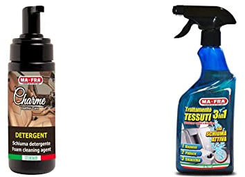 Ma-Fra 1133173 Charme Detergente Schiuma Pelle, 150 ml & Trattamento Tessuti 3in1, Per gli interni auto e tappezzeria in tessuto o alcantara, 500 ml