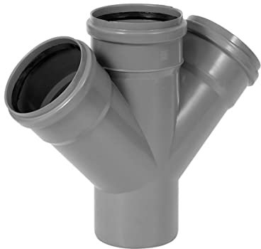 KNM TRADE Doppio ramo HT DN 50 45° – 4 pezzi a T PP grigio per acque reflue interne