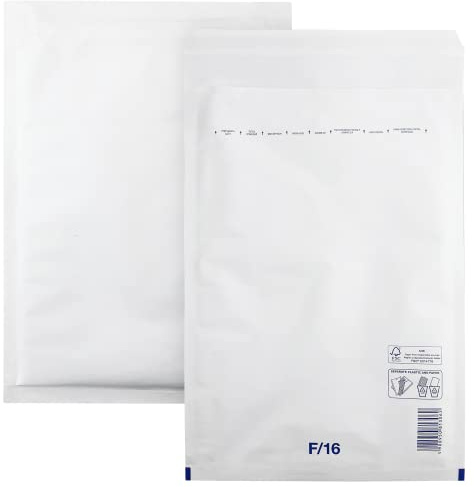 Netuno 100x sobres acolchados de burbujas de aire blancos DIN 16/F 240x350mm sobres de burbuja de aire autosellados reciclables resistentes al desgarro bolsa embalaje envíos postales tránsito ropas