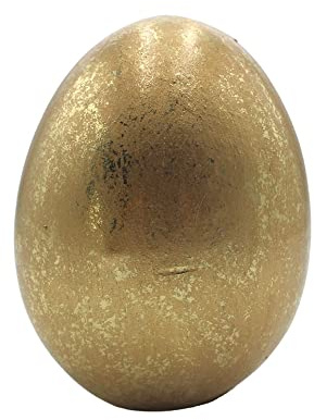 Dekohelden24 Huevo Dorado de cerámica, diseño de Huevo de Pascua, decoración de Pascua, tamaño: 7,5 x 5,5 cm Aprox